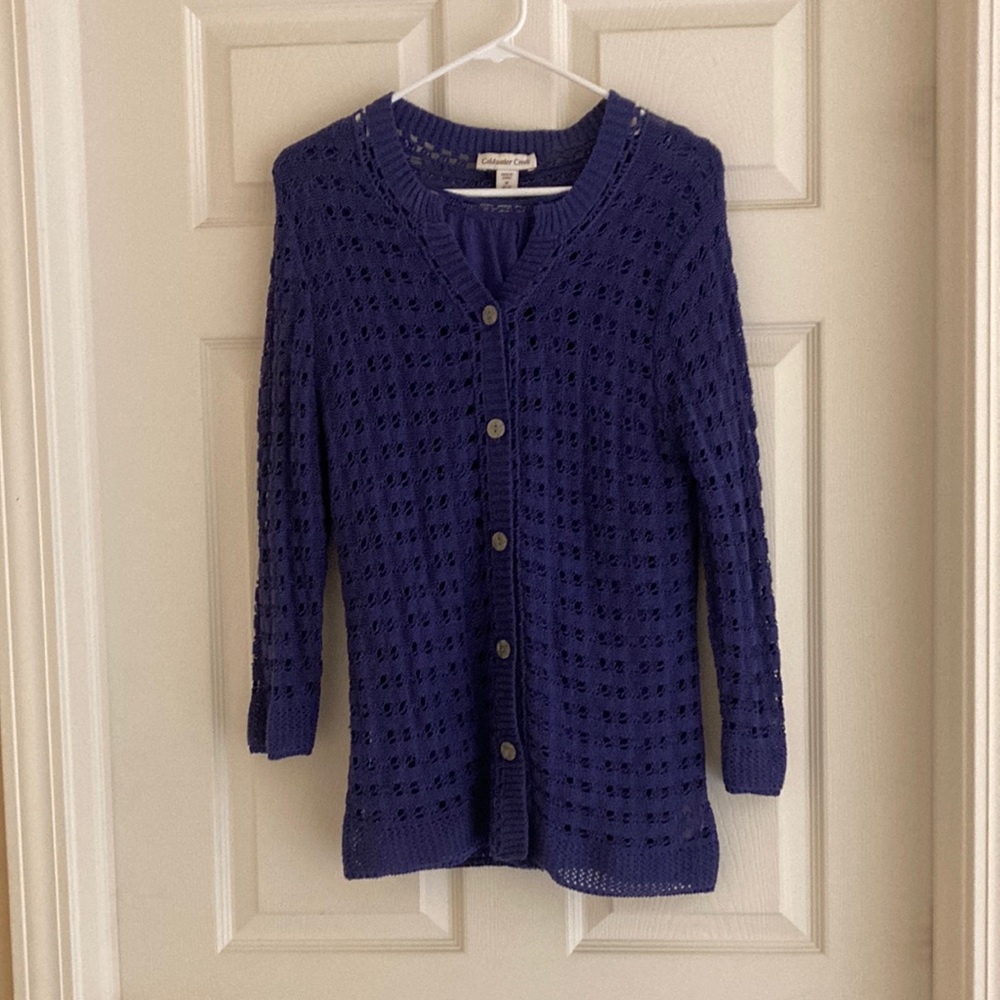 Coldwater Creek Cardigan Sweater and Matching Top- Grape - Size Med (10-12)
